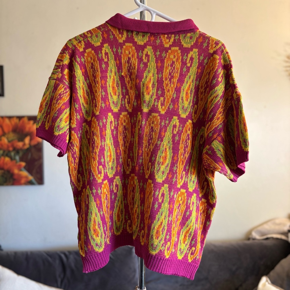 Vintage Art To Wear Knit Polo Sweater Top Size M - Picture 5 of 10